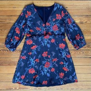 Silk Ruffle-Waist Dress in Windblown Poppies